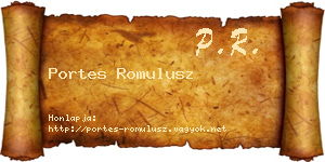 Portes Romulusz névjegykártya
